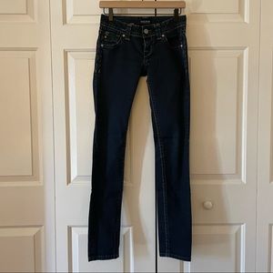 MEK USA DENIM HARBIN CIGARETTE SKINNY JEANS - DARK WASH - SIZE 25